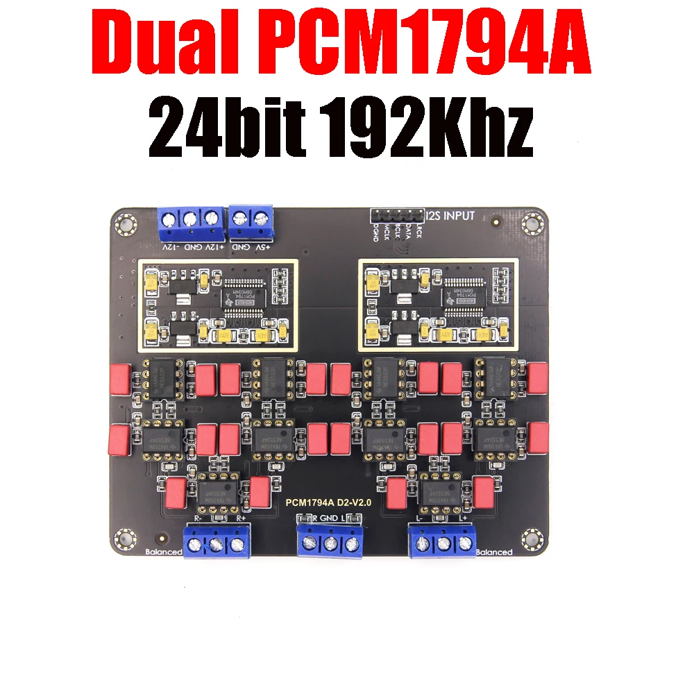 Parallel Dual PCM1794A Decoder DAC Audio HIFI I2S 24bit 192Khz NE5532 NE5534 OpAMP Board Power Supply 12V 5V Gilt