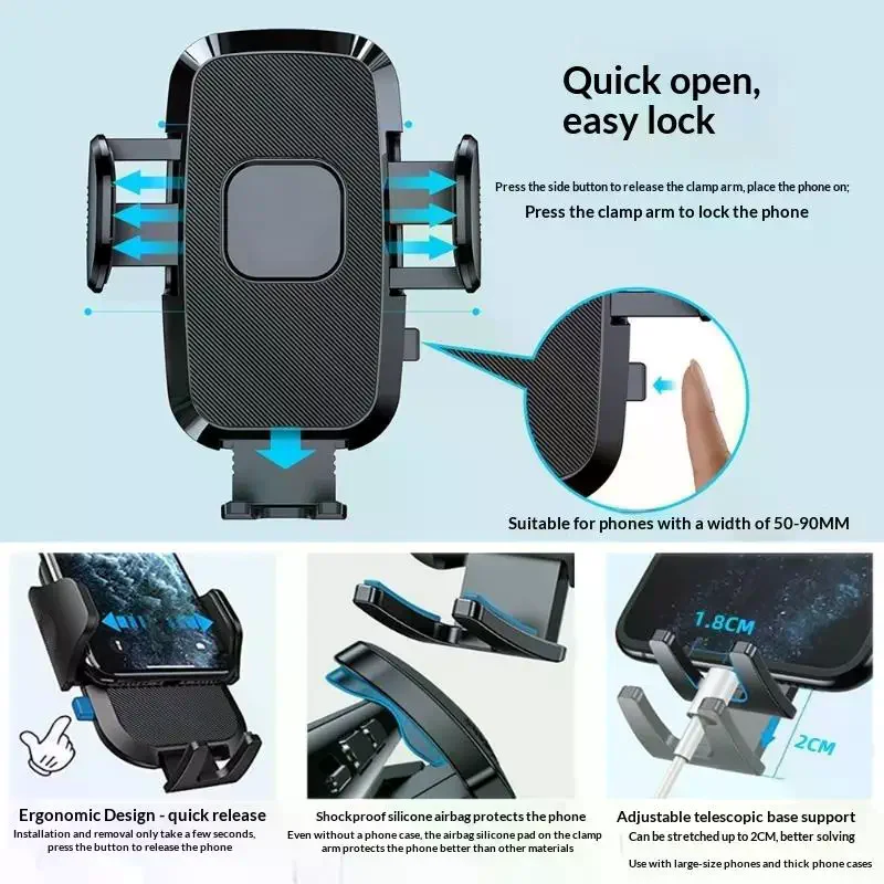 360 Degree Rotation Universal Car Phone Mount Anti-Scratch Silicone Pad Hands-Free Phone Holder for Car Dashboard Road Trip