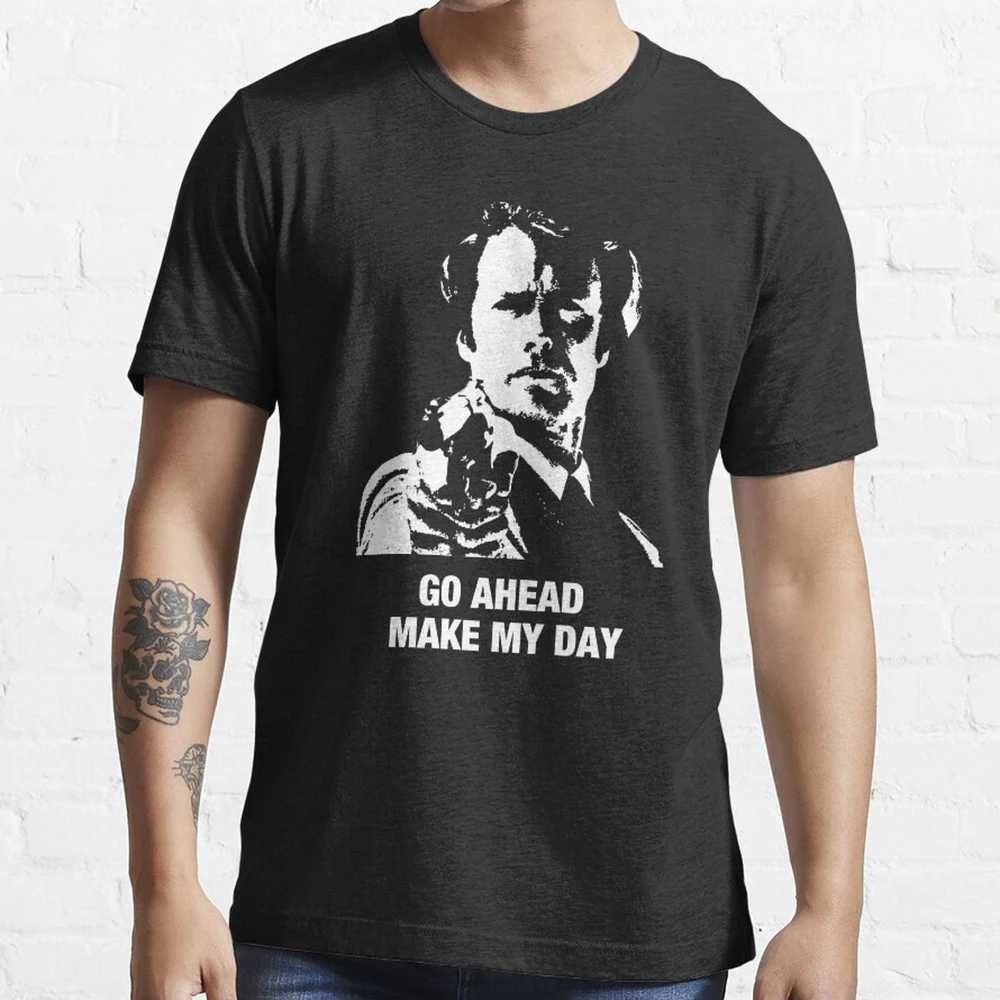Vintage Graphic Tee Featuring Dirty Harry Clint Eastwood Perfect for Men Dads and Husbands This Black Shirt Is Machine Washable