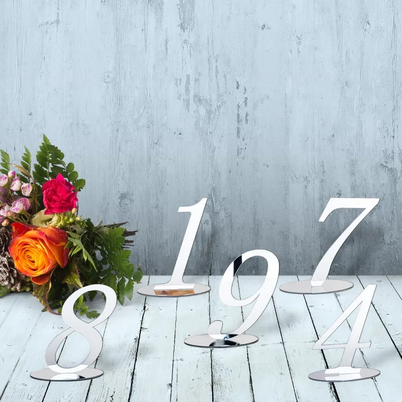 Silver plastic number acrylic ornament table card home decoration wedding number card activity serial number table card