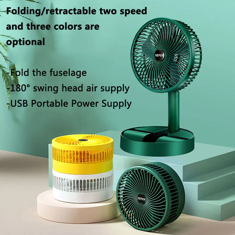 Mini ventilador plegable de escritorio portátil para el hogar, ventilador silencioso retráctil recargable por USB, eléctrico, ajustable, bajo ruido, largo modo de reposo