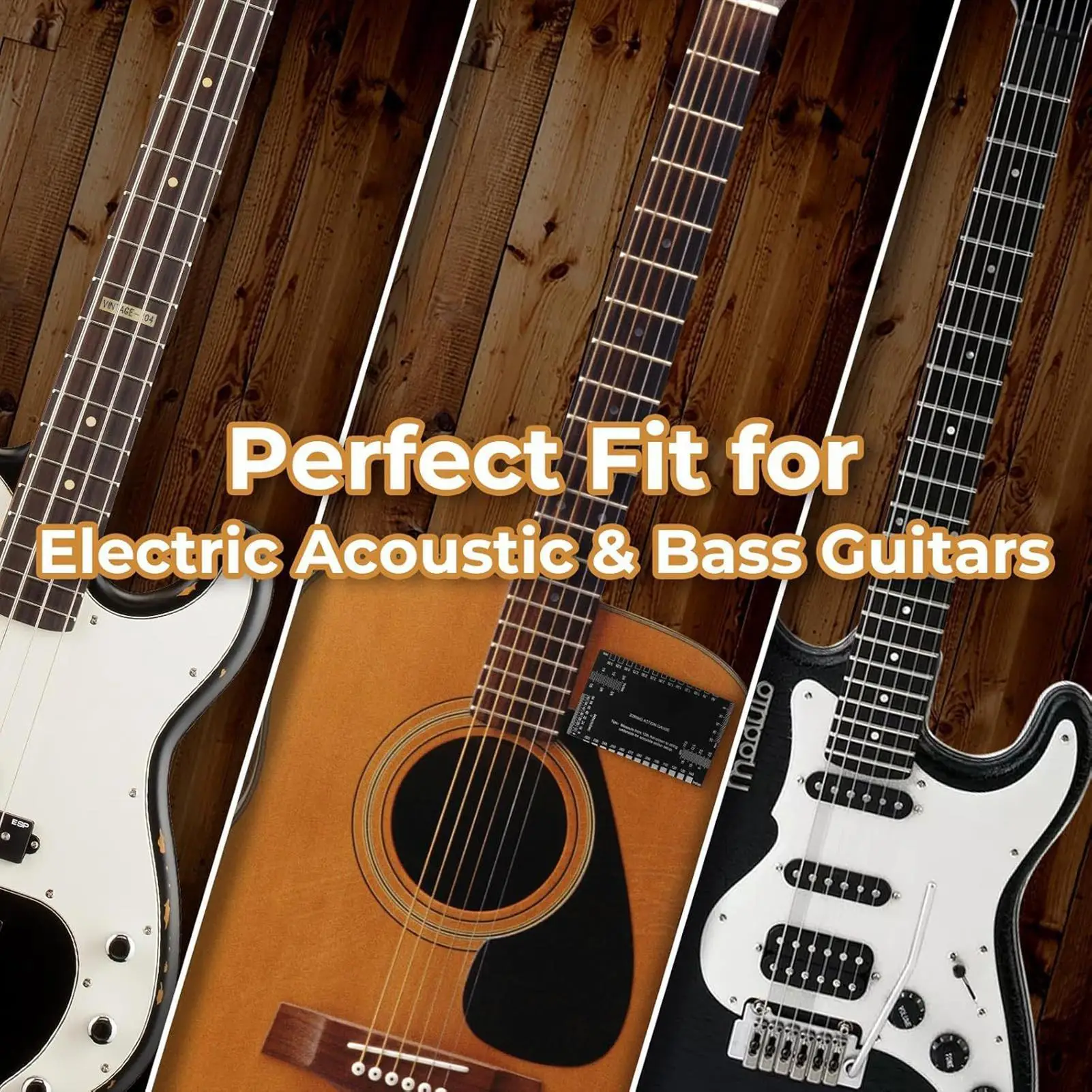 أداة قياس الارتفاع لسلسلة الجيتار أداة قياس دقيقة سريعة مع موازين متري وإمبراطورية أداة قياس الجيتار لجوز الرقبة الموسيقية
