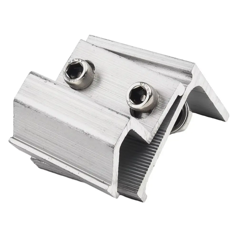 1Pcs Aluminum Alloy Solar Panel Clamp Silver Anodized Roof Mounting Bracket Stainless Steel Bolts Serrated Bite Structure