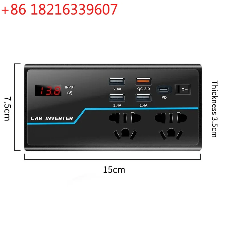 TAO 200W 12V 24V To 110V 220V Modified Sine Wave Car Inverter Smart Digital Display Converter Cigarette Lighter Car Fast Charger
