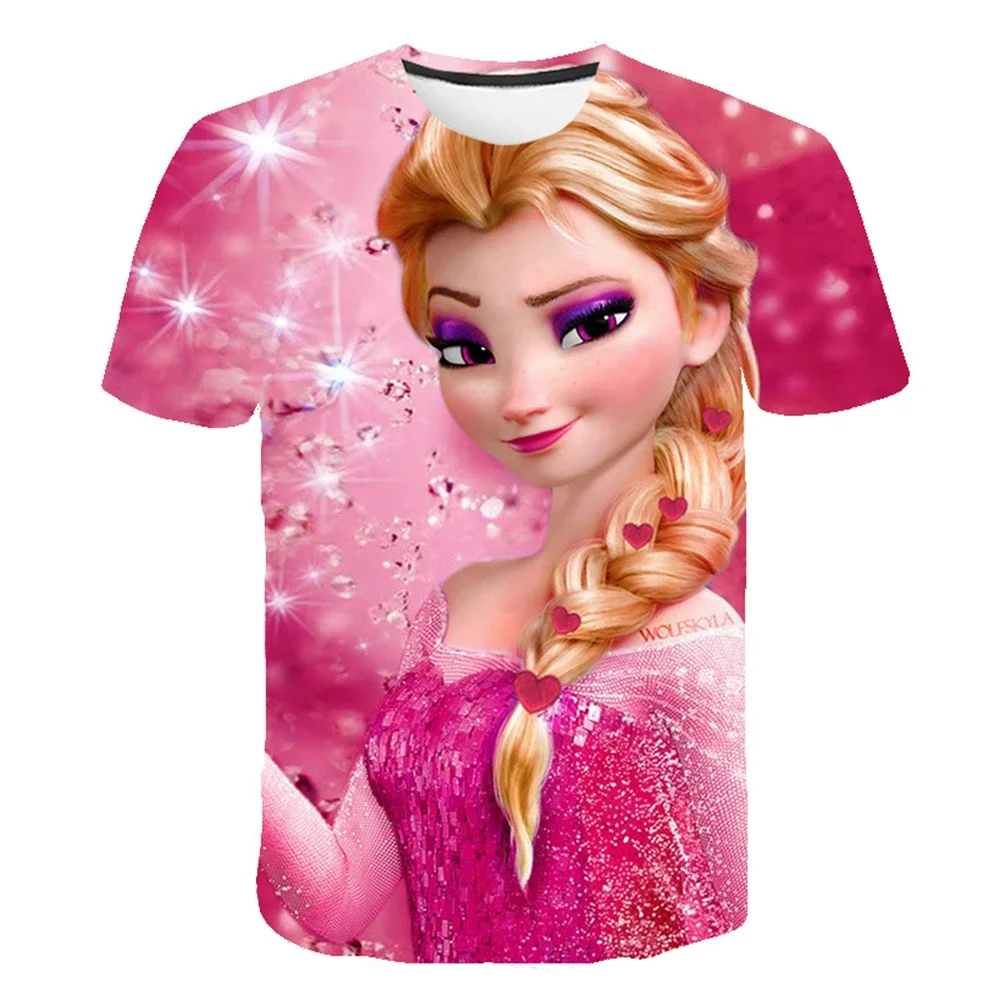 Kids Cartoon Frozen 2 T-Shirts for Girls Fashion Clothes T Shirts Summer Girls Tees Short Sleeve Elsa Casual TShirts 1-14 Years