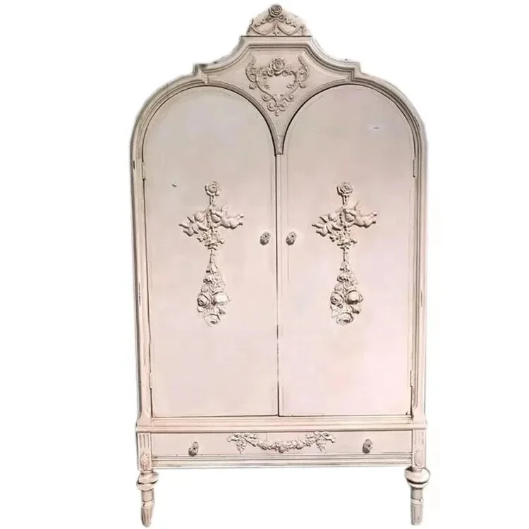 

/High Quality Custom French Antiqued Wooden 2 Doors Wardrobe Clothes Organizer Bedroom Closet