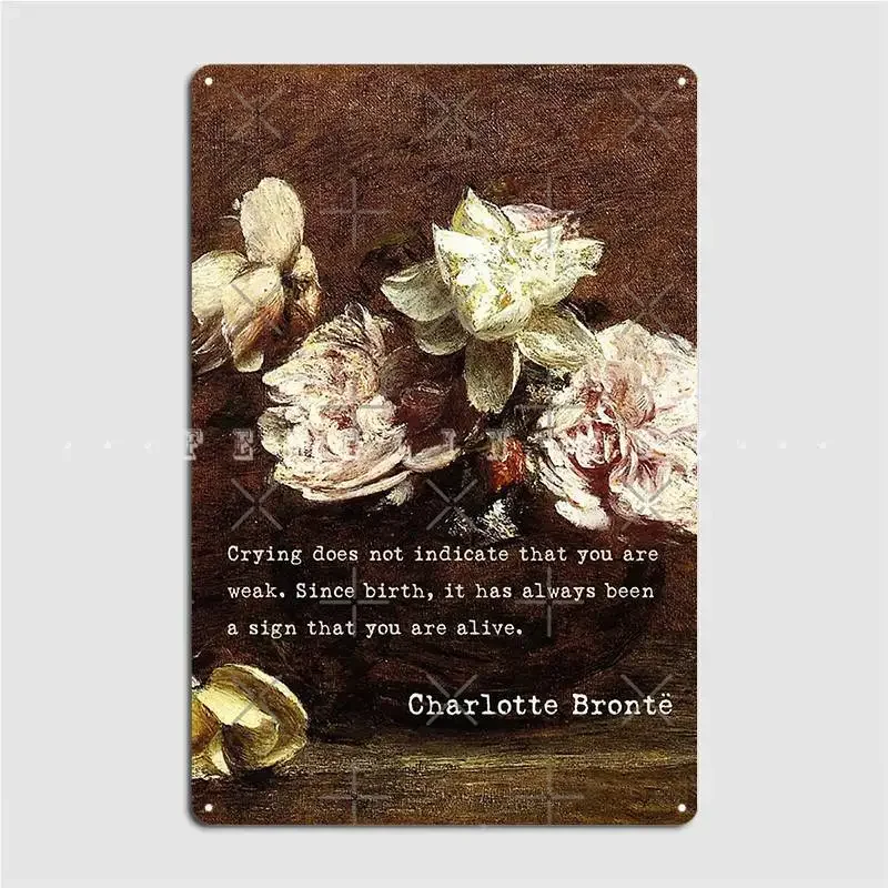 Cita de Charlotte Bronte en Fantin Latour, pintura, placa de Metal, póster, pared, cine, cocina, platos Retro, carteles de estaño