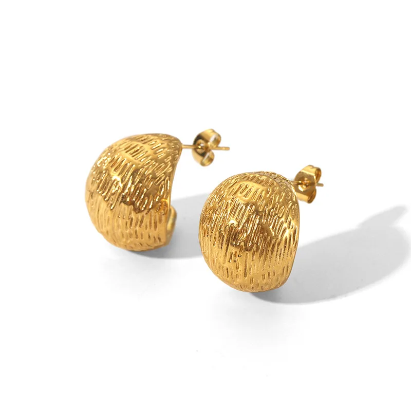 أقراط كبيرة على شكل قطرة ماء من الفولاذ المقاوم للصدأ باللون الذهبي للنساء على شكل وجه غير لامع