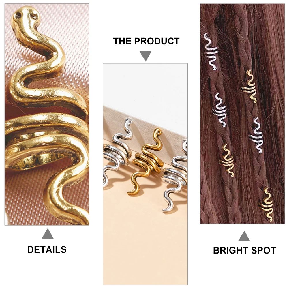 

Spiral Hair Ring Accessories Metal Beads Cuff Charms Zinc Alloy Dreadlocks Cuffs Girls Hair Braids DIY Party Wedding Prom