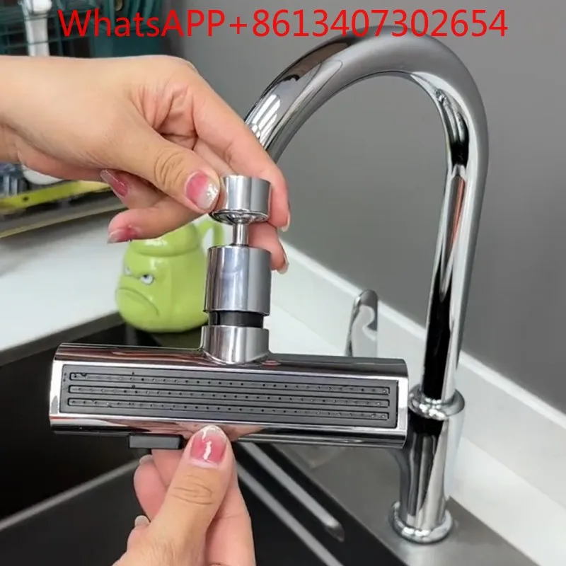 Kitchen Non-Rain Waterfall Splash Head Hot and Cold Dishbasin Sink Multifunctional Rotatable Faucet (2pcs)