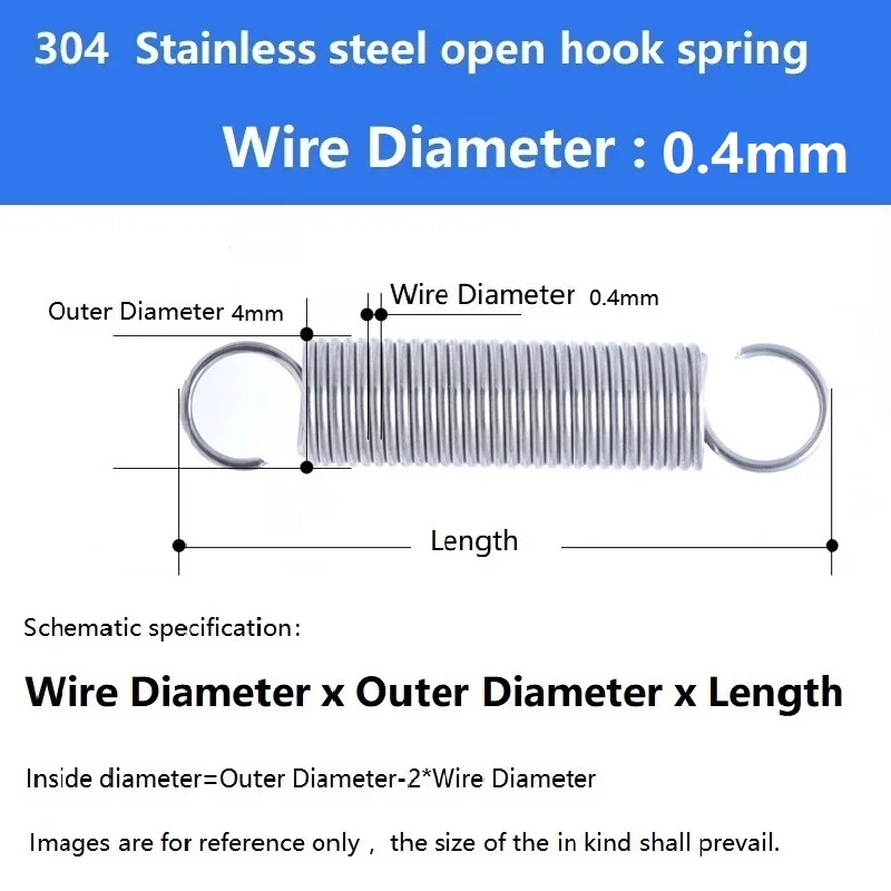 304 Stainless Steel Small tension Spring,Double Hook Extension Spring,Wire Dia0.5mm,Outer Dia4/5/6mm,Length15/20/25/30/40/60mm