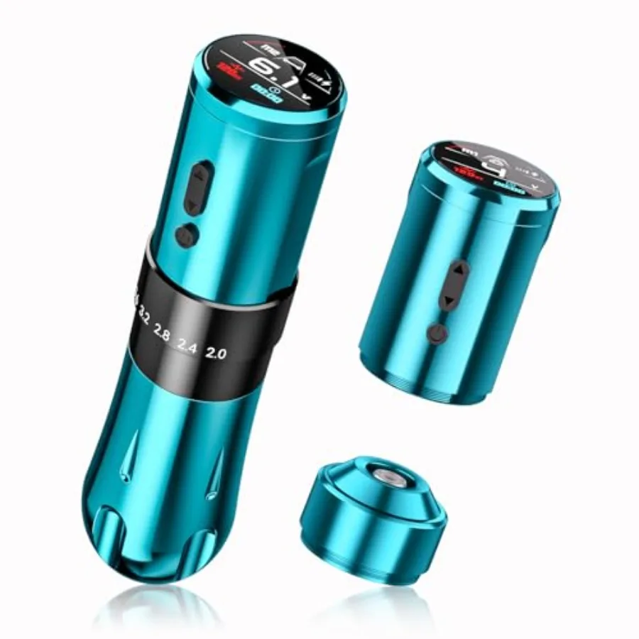 

Cordless Rotary Tattoo Machine Kit for Professional Artists OLED Display 7 Strokes Length RCA Jack Black Body High Precision an
