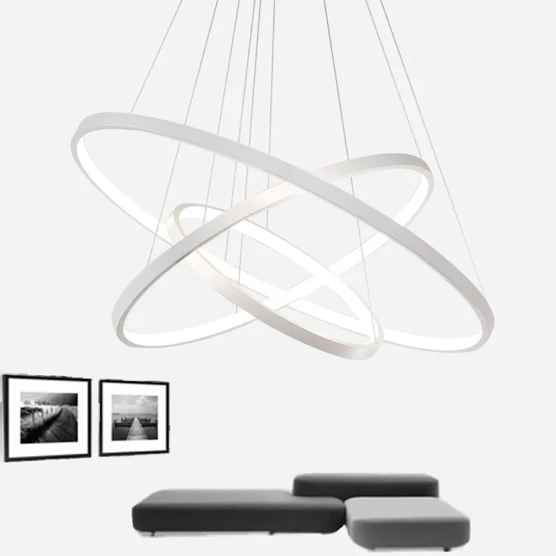 Gold/Black/White Ceiling Pendant Lights for Living Room 4/3/2/1 Circle Ring Acrylic Aluminum-ware Body LED Lighting Lamp fixture