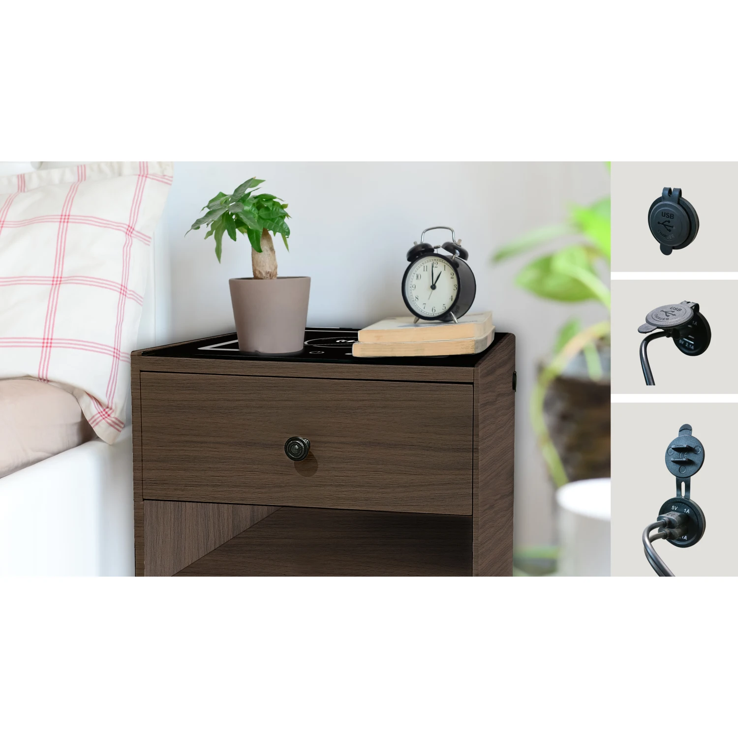 

NIGHTSTAND WITH WIRELESS CHARGING STATION