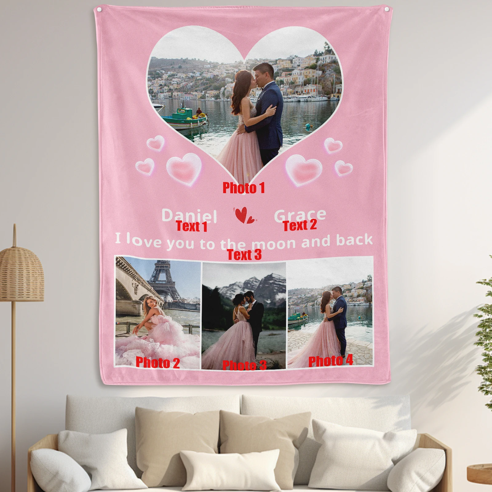 

Personalized Heart Design Romantic Photo Custom Blanket For Unique And Sentimental Keepsakes