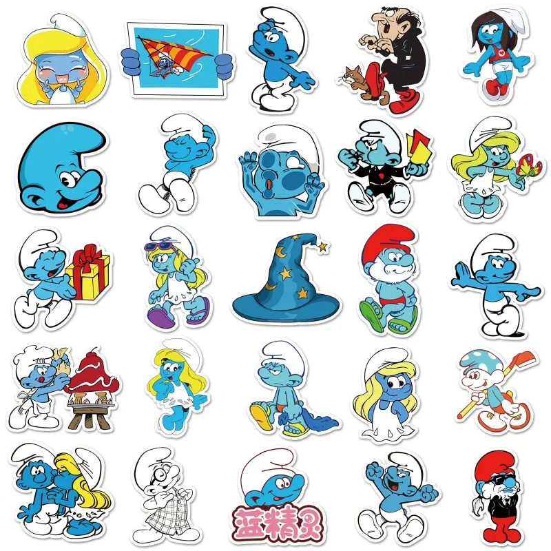 50pcs Cartoon Smurf Graffiti Stickers valigia Water Cup chitarra auto Scooter cancelleria frigorifero adesivi decorativi fai da te