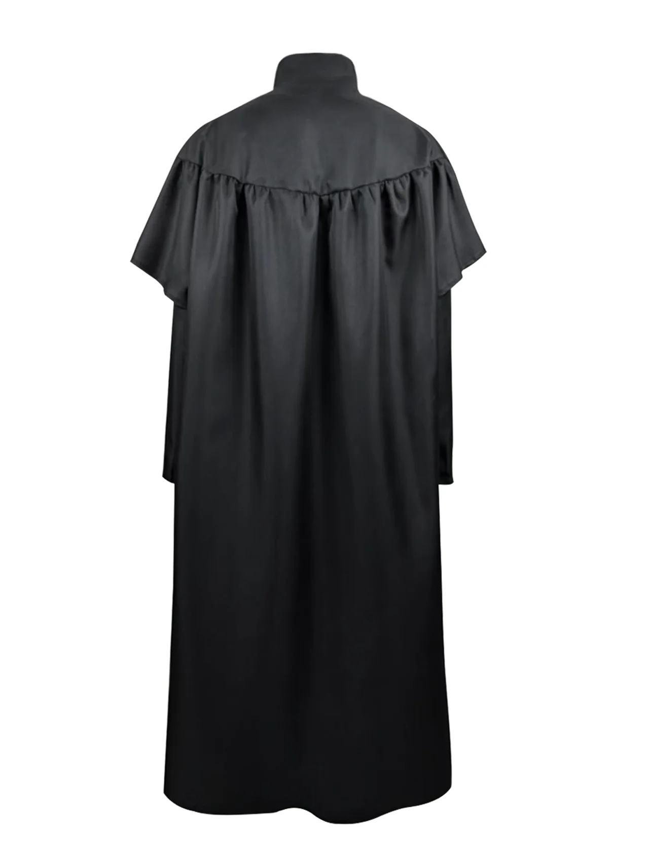 Túnica gótica de sacerdote para hombre, abrigo tipo capa negro de manga larga con cuello alto, disfraz medieval retro para Halloween, cosplay, LARP