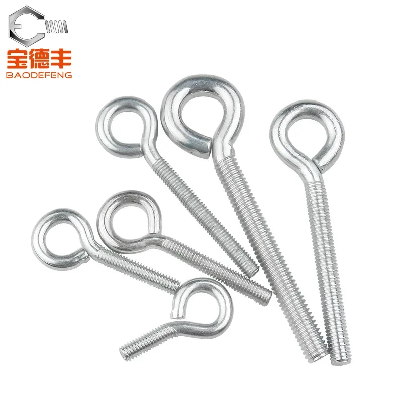 Carbon Steel Iron White Zinc Hanging Ring Screwdriver Bit Round Hook Nut Bolt Screw Eye Machine Screw M4 M5 M6 M8