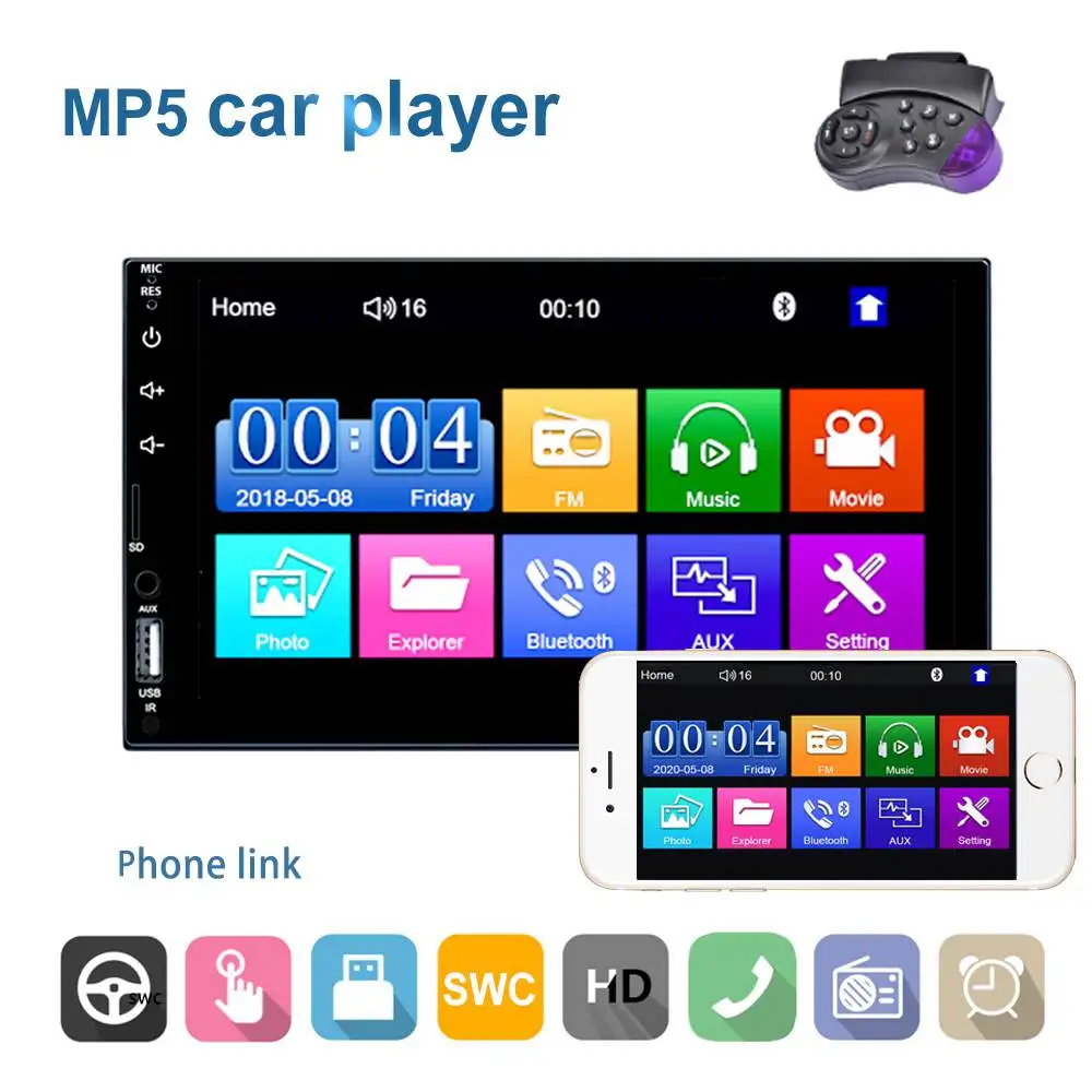 

X-REAKO 7'' MP5 Car 2 Din Stereo Radio Touch Screen Carplay Car Multimedia Player with Bluetooth FM Receiver Support USB