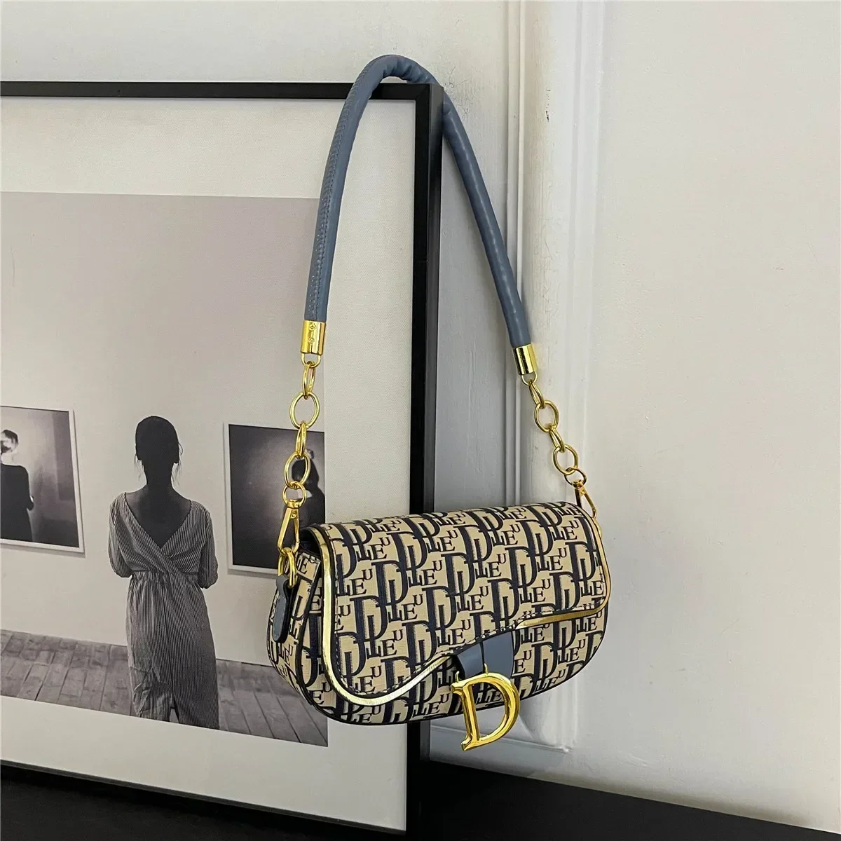 2025 Women's Boho Embroidery Saddle Bag Mini Canvas Convertible Crossbody Shoulder Rustproof Hardware