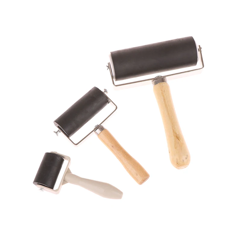 3 Sizes Rubber Roller Brayer Ink Painting Printmaking Roller Art Craft Projects Ink Stamping Tool Paint Roller