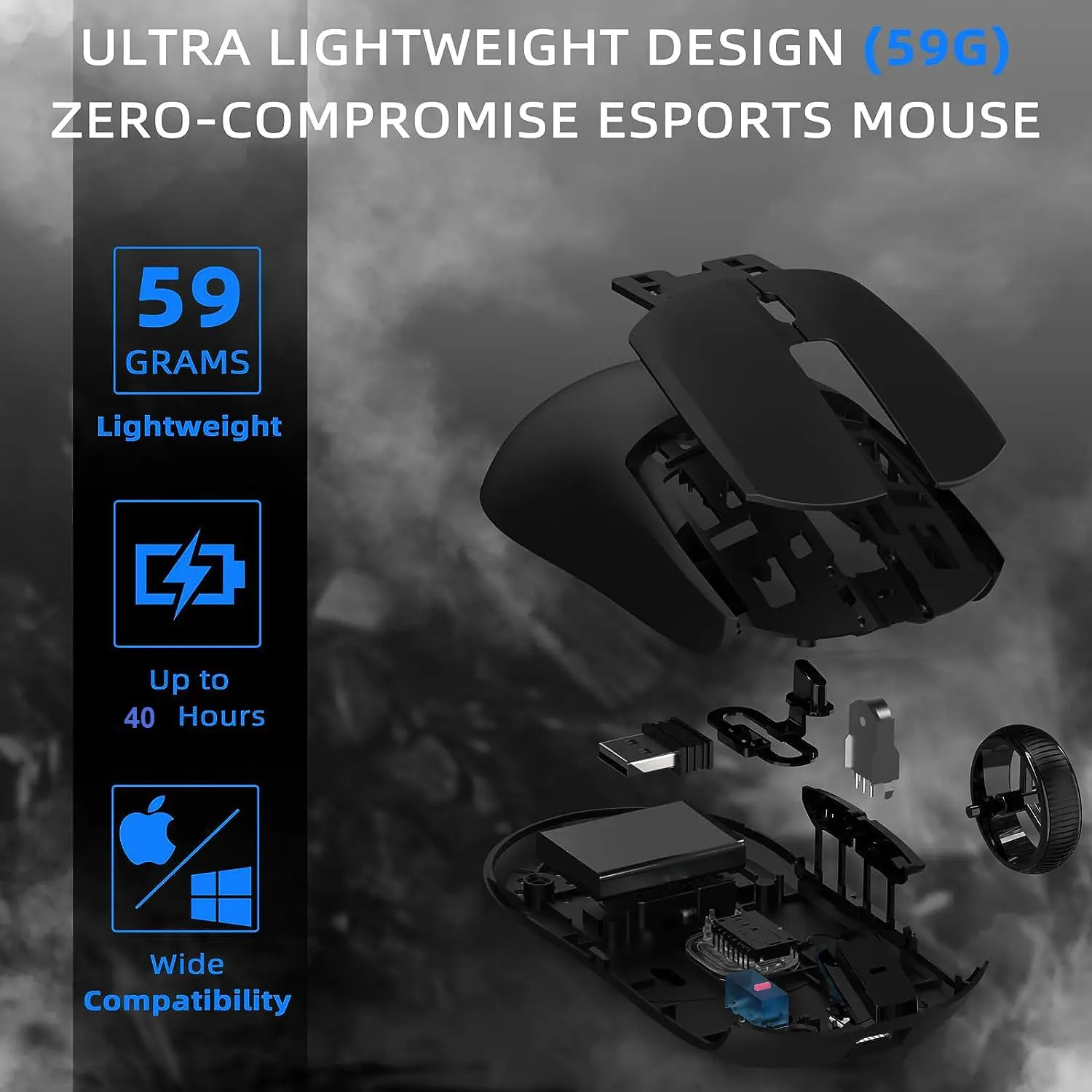 Ajazz AJ139pro ไร้สาย 2.4G Dual Mode Gaming Mouse PAW3395 Sensor Ergonomic USB ชาร์จ DPI 26000 Optical เมาส์คอมพิวเตอร์