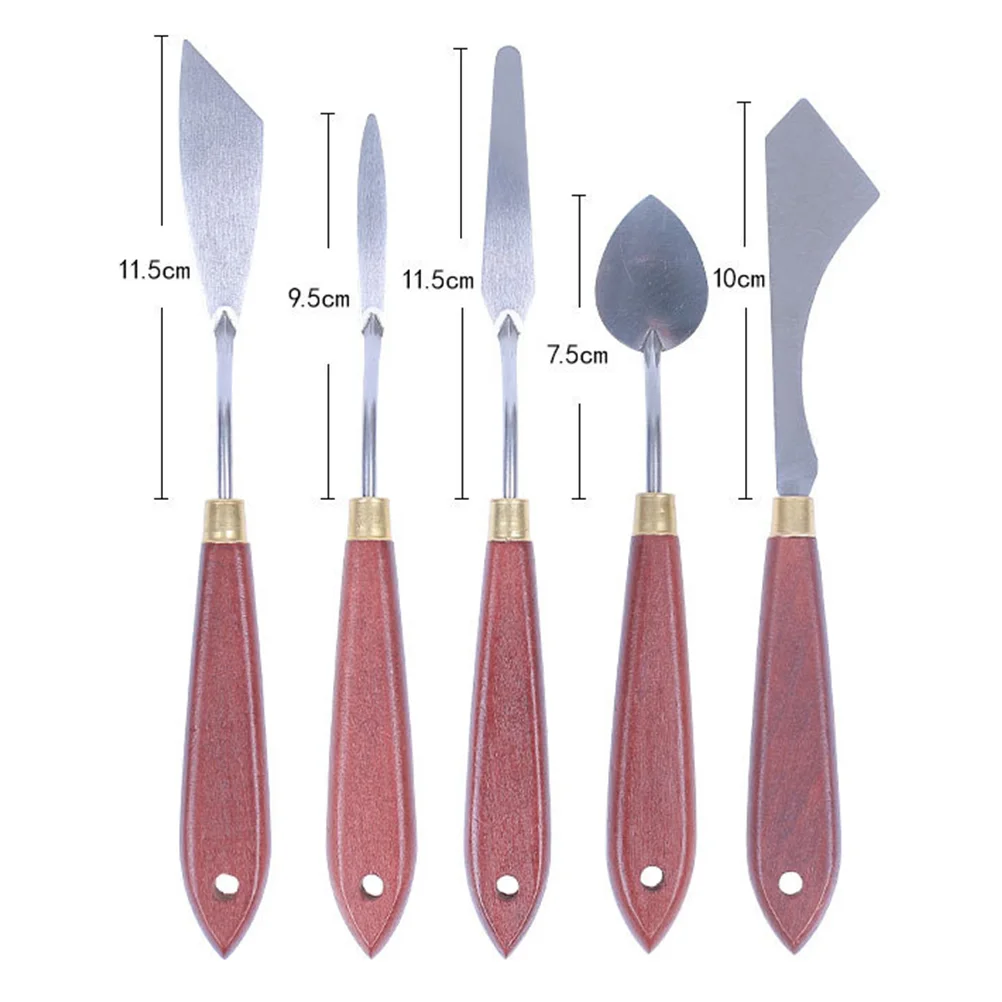 Make up Spatula Oil Painting Tools Drawing Scraper Color Mixing Wood Stainless Steel