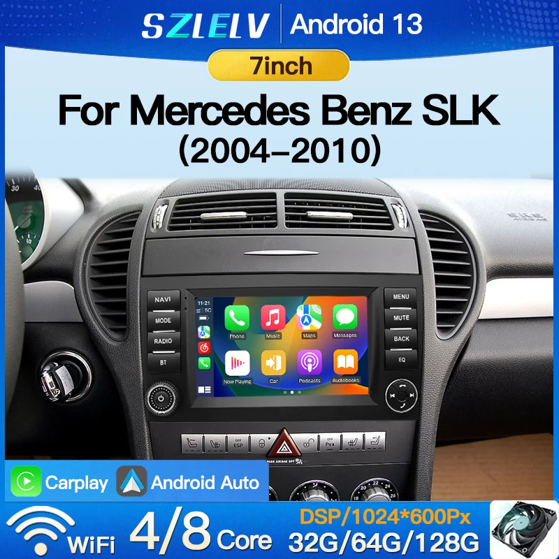 

For Mercedes Benz SLK SLK200K SLK350 SLK300 SLK280 Carplay Video Player Autoradio Multimedia Car Radio Android 13 Auto Play GPS