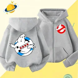 Ghostbusters Kids zipper hoodie Cartoon print Autumn Winter Long sleeve sweatshirt Casual top Boys Girls clothing sweater