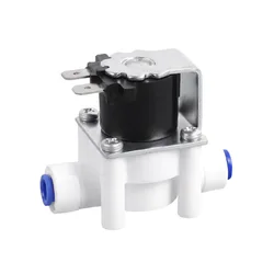 1/4'' 3/8'' OD PE Tube Plastic NC Solenoid Valve 24V DC Electric Controller Quick Hose Connection for RO Water Osmosis System