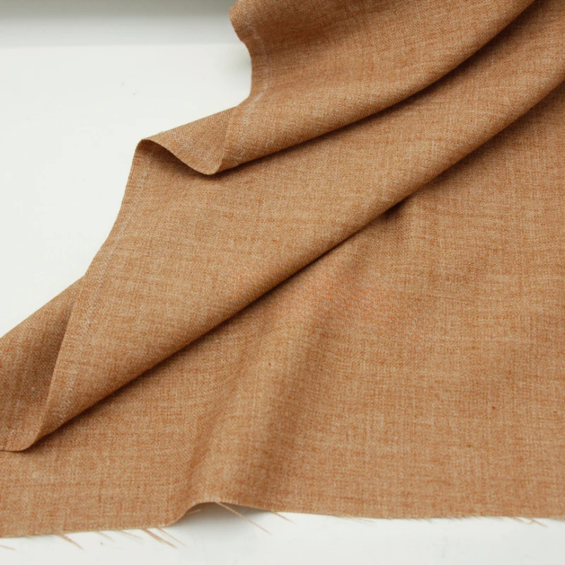 Fabric Width 150cmx50cm 1Pc Blended Yarn-Dyed Micro Profile Light Caramel Brown Worsted Polyester DIY Hand-Stitched Trouser Suit