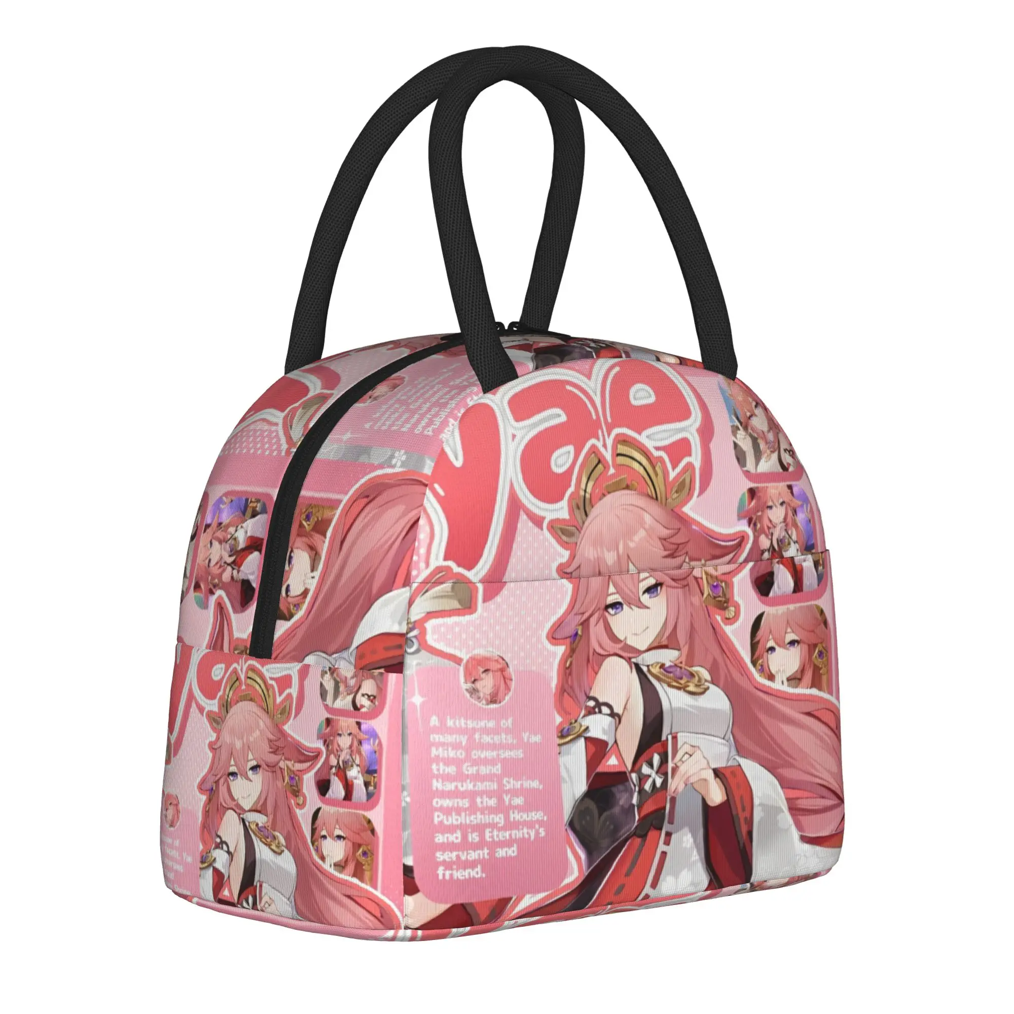 yae miko genshin impact Thermal Insulated Lunch Bags for School  Reusable Bento Box Men Women Thermal Cooler Lunch Box