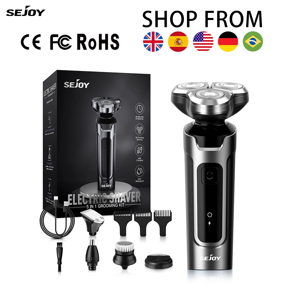 Sejoy 5in1 Electric Hair Clipper For Men Professional Men's Razor Rechargeable Shaver Removable Cutter Head Hair Cutting Machine