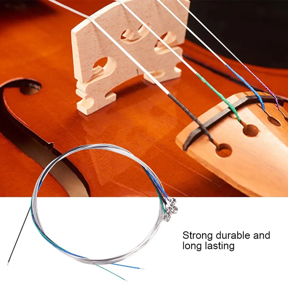 Premium 4/4 Size Violin String Set Steel Assorted Colors Violin Accessories String Instrument Accessories For Violin