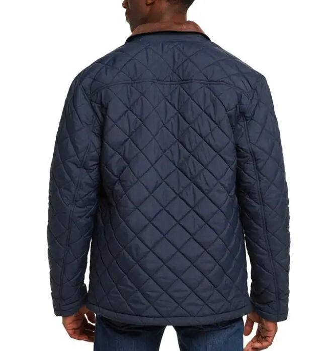 Men\'s Quilted Plaid Parkas, Cotton Jacket, Lightweight, Classic, Large Pocket, Workwear, Casual, Small Lapel, Warm Coat