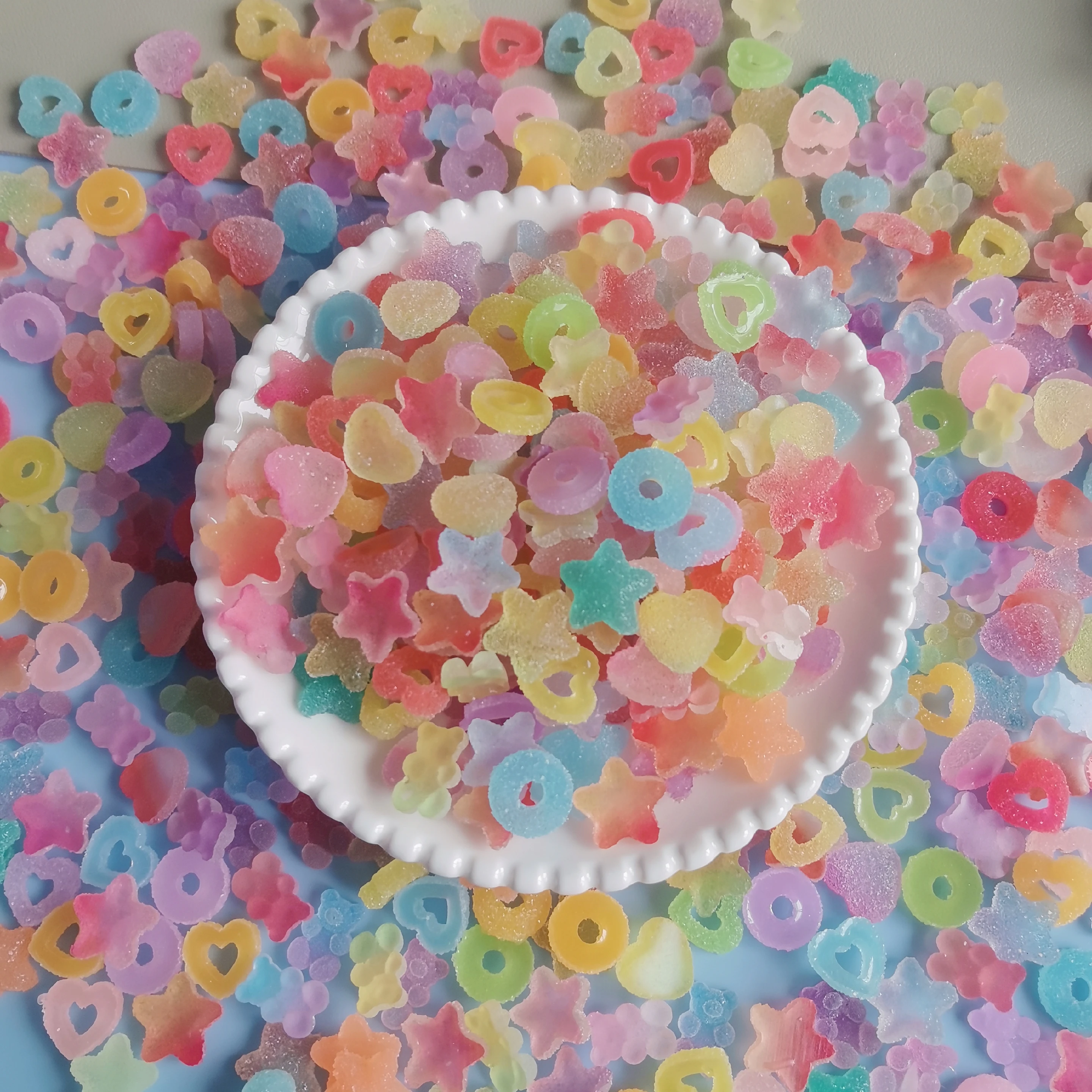 Simulation Sweets Jelly Gummy Candy Cabochon Soft Candy Doughnut Slime Charms Nail Art Decoration Cabochons