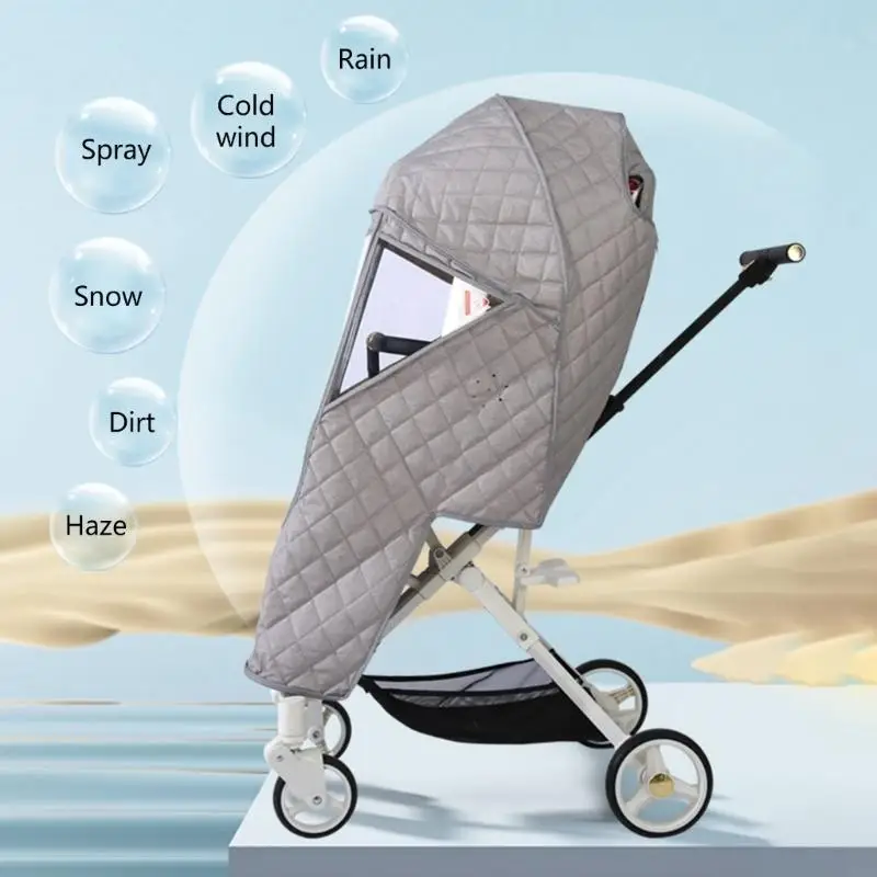 D5QA غطاء مطر متين لعربة الأطفال متعددة الاستخدامات وغطاء للرياح وغطاء مقاوم للماء لعربة الأطفال