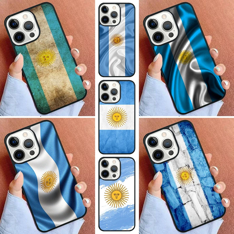 Arjantinli ulusal bayrak telefon kılıfı için iPhone 15 14 Pro 11 13 12 Mini X XR XS Max SE 2020 6S 7 8 artı kapak çapa