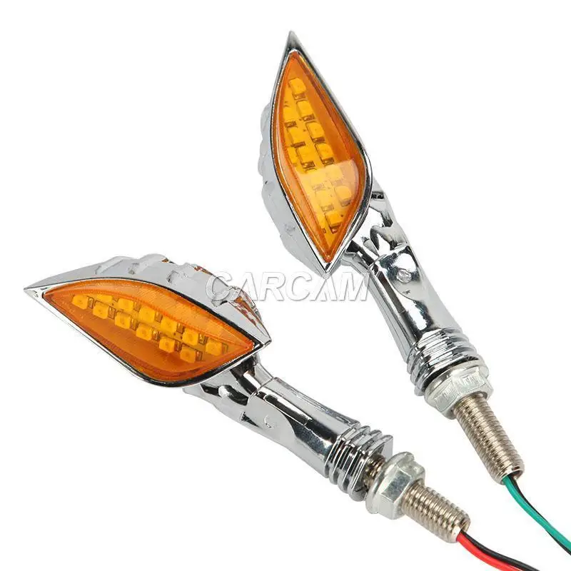 15 led Chrome Skull Motorcycle Turn Signals Indicator Bobber Cruiser Chopper For Harley Davidson Victory Kawasaki Suzuki ... view 4