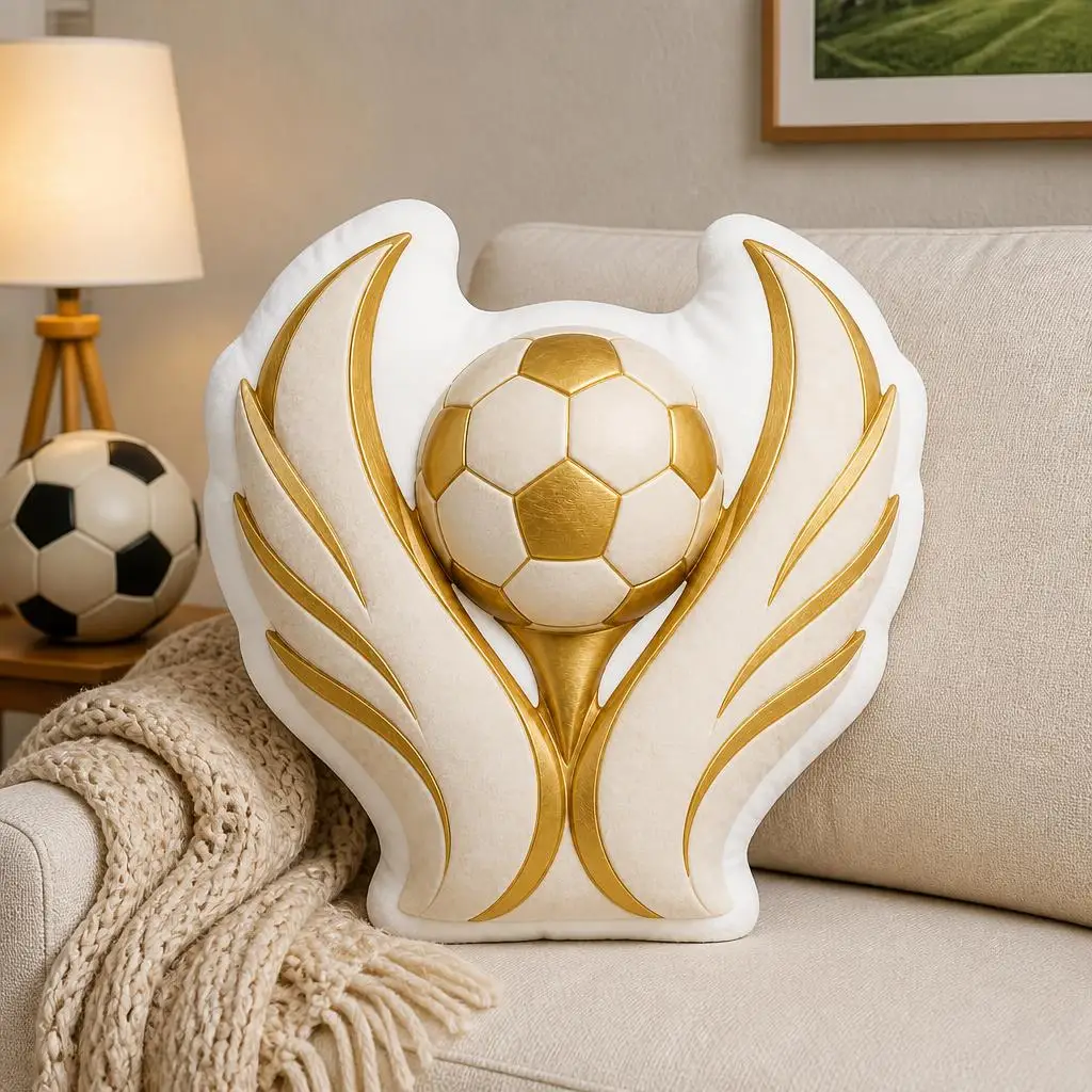 Soccer Ball Trophy Victory Award Championship 2026 Plush Pillow Cushion Funny Stuffed Throw Pillow Home Decor Gift Sofa Bed