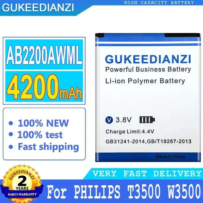 

Mobile Phone Battery High-Capacity For Philips T3500 W3500 W3509 4200Mah Good Low-Temperature Performance AB2200AWML