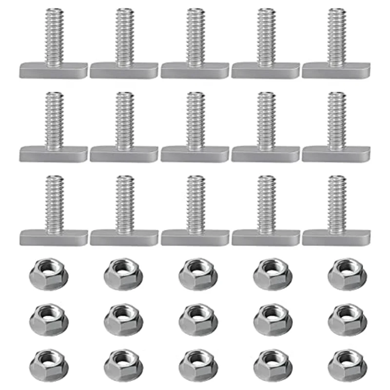 15Pcs T Slot Bolt Replacement,M8 X 20 Screws, A2-70 Rail Track Screws Track Nuts with 15 Flange Nut