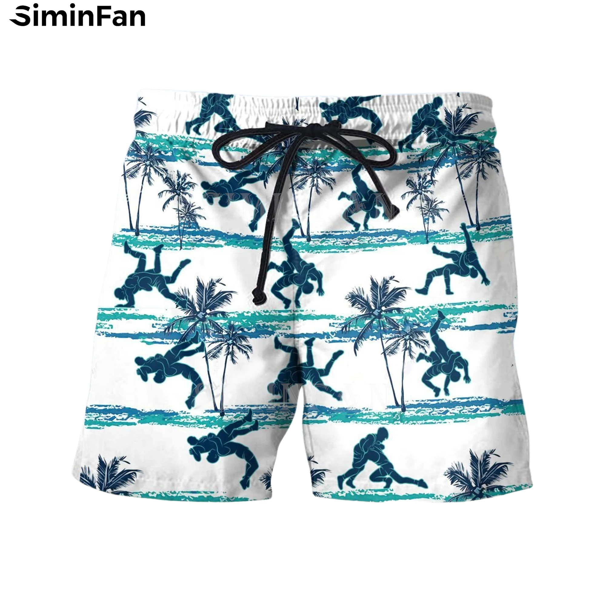 

WRESTLING FLOWER 3D Printed Mens Hawaiian Board Shorts Male Summer Trousers Casual Beach Pant Unisex Harajuku Streetwear Blue S3