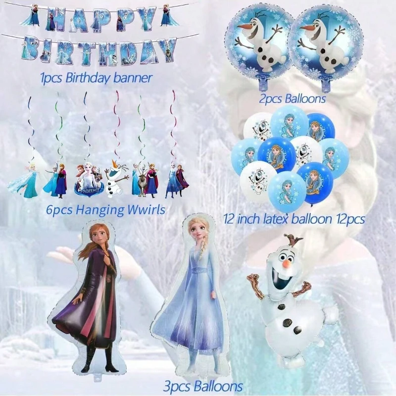 Globo de princesa Elsa de dibujos animados de Disney, decoraciones para fiesta de cumpleaños de niña, diseño de pared, suministros de aniversario para Baby Shower, juguetes para niños