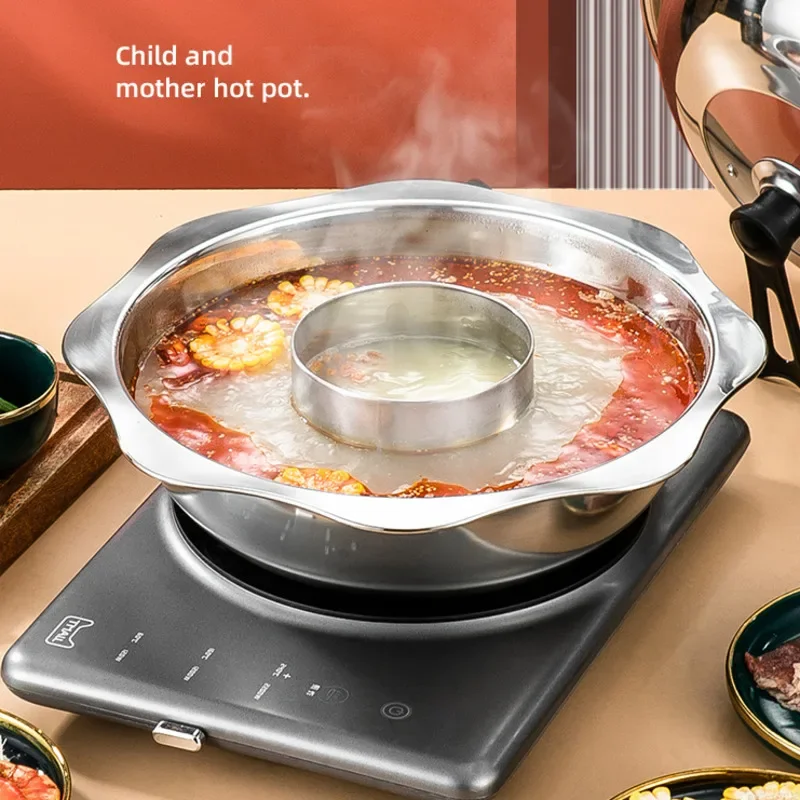 Commercial Zimu Yuanyang Hot Pot Dual Flavor Household Cooking Pot Open Fire Induction Cooking Pots  Kitchen Supplies