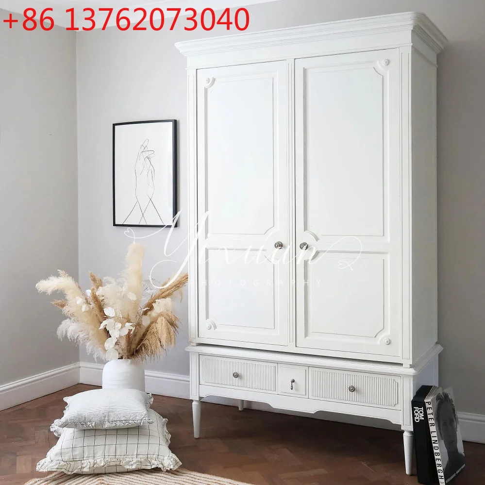 

Двухдверный шкаф из цельного дерева во французском стиле ретро, американский шкаф для хранения вещей