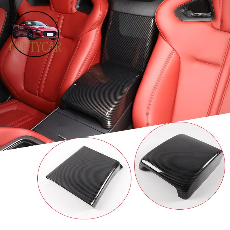 ABS Carbon Fiber For Jaguar F-TYPE 2013-2024 Car Central Armrest Box Protective Cover Car Interior Accessories