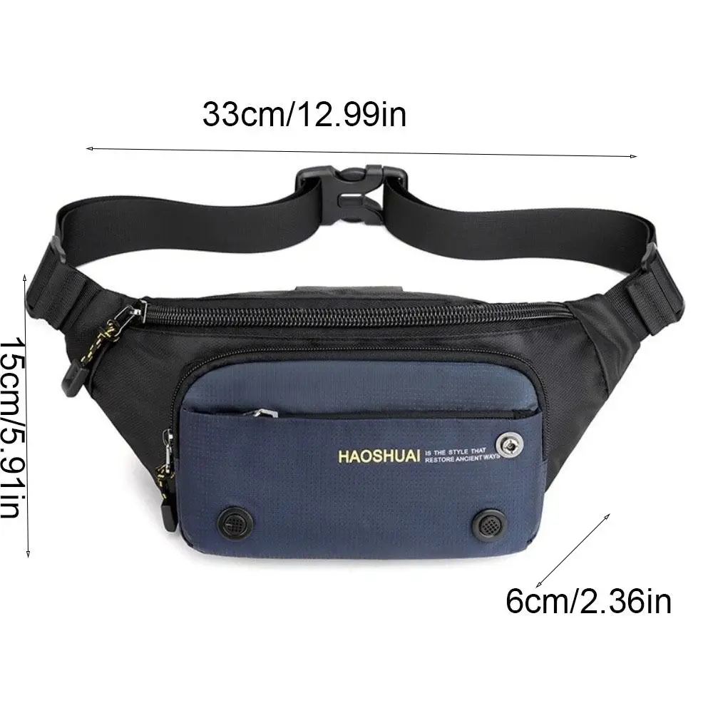 حقيبة خصر كاجوال للرجال من النايلون متعددة الجيوب بسعة كبيرة، حزمة مراوح رياضية بحزام قابل للتعديل، حقيبة صدر مقاومة للاهتراء لركوب الدراجات