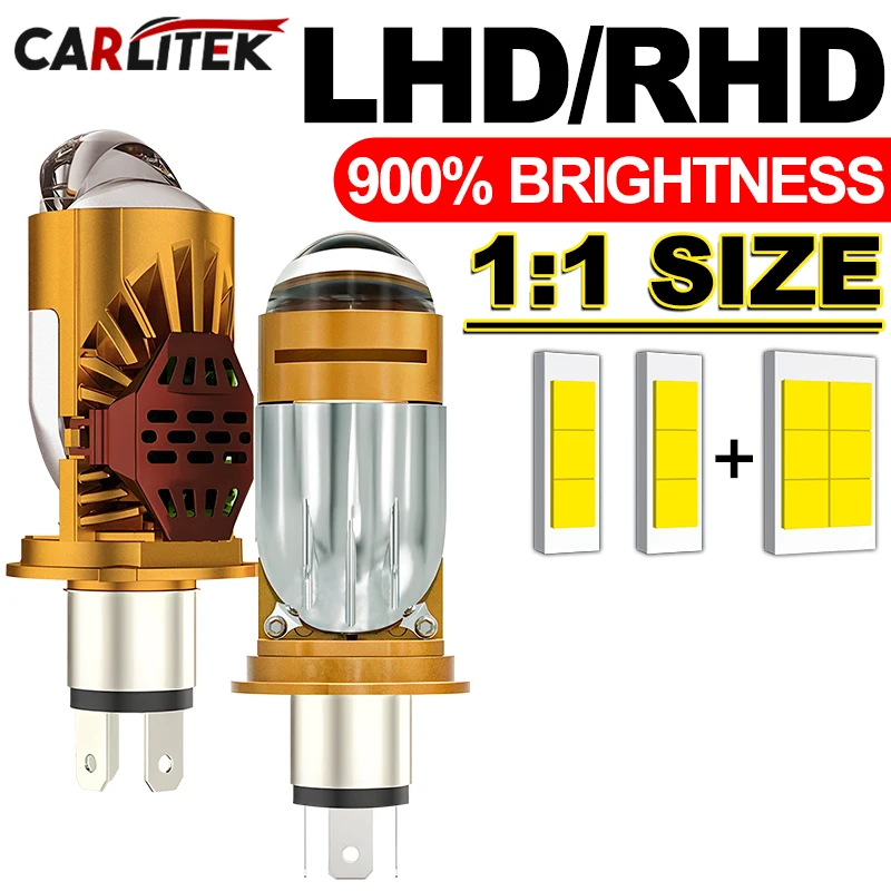 

H4 LED Projector Lenses Car Headlight Bulbs Bi LED Powerful High Low Beam Auto Motorcycle Lamp Plug&Play 12-60V LHD 6000K White