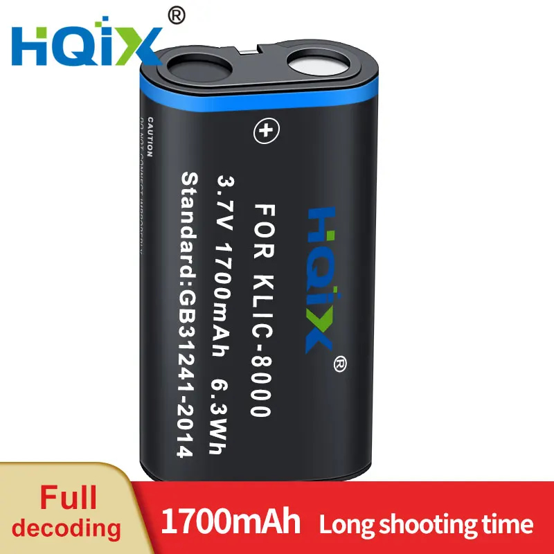 HQIX for Kodak Z8612 Z1485 Z1012 Z1085 Z712 Z612 IS Z1015 Z812 Camera KLIC-8000 Charger Battery